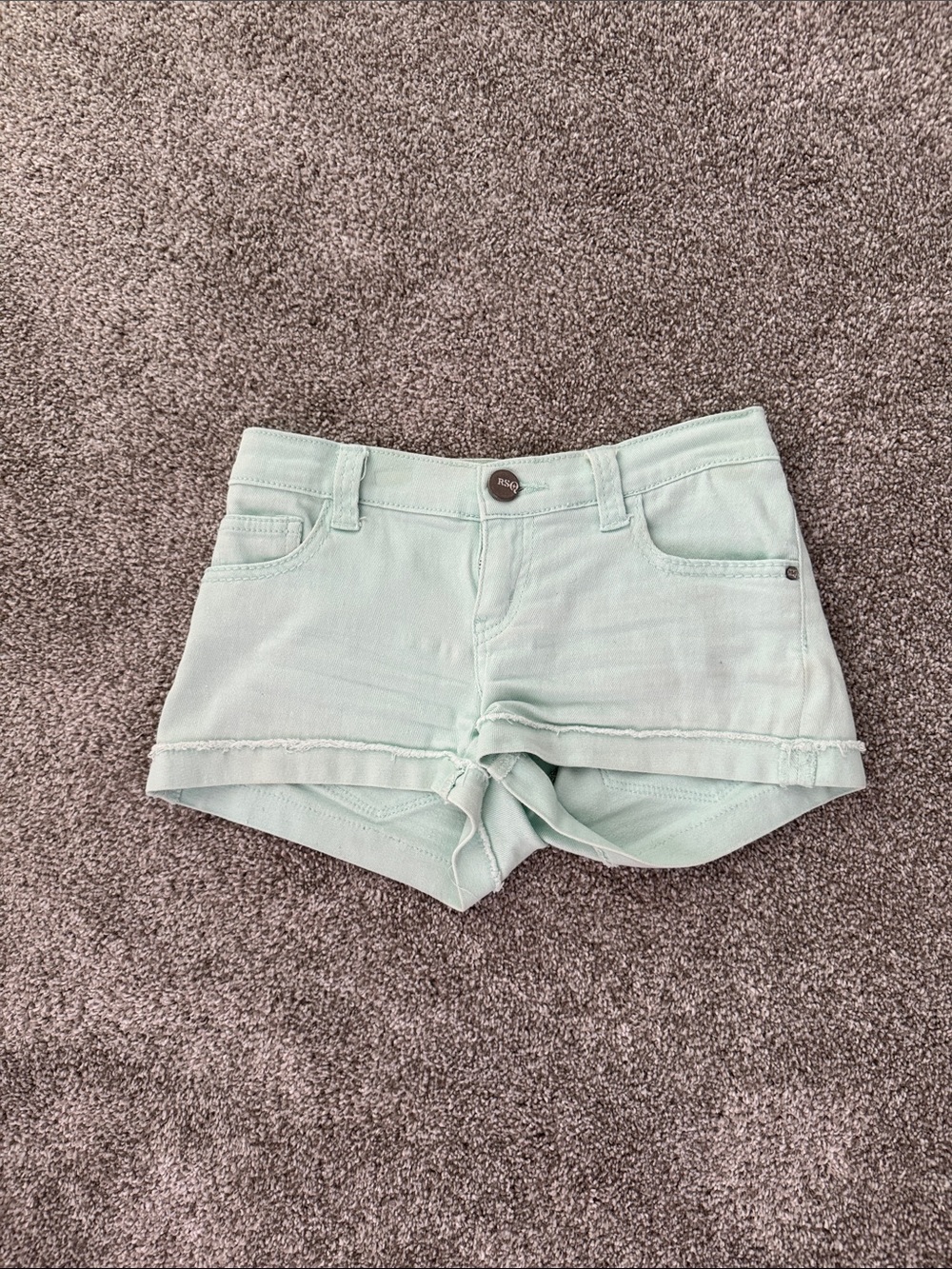 RSQ Mint Green Roll-Hem Denim Shorts